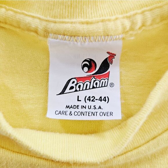 Vintage 1970s Bantams Trees are Hell Ski Bum Soft Yellow Graphic Tee T-Shirt L - Picture 8 of 10